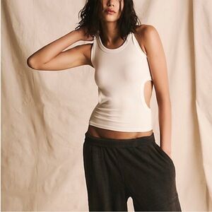 Free People White Cutout Tank Top Modern Camisole Sides Ribbed